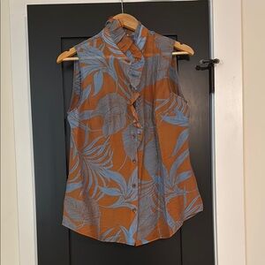Tropical Print Sleeveless Blouse